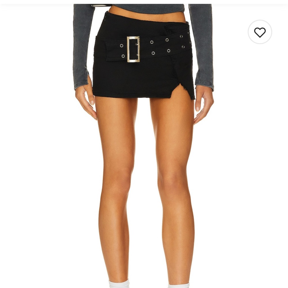 Superdown Black Skirt with Belt Accent